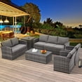 thumbnail image 1 of AECOJOY 7 Pieces Patio Furniture Set with Two Storage Boxes, Outdoor Rattan Conversation Set，All-Weather PE Wicker Sectional Sofa Outdoor Furniture for Garden, Backyard, Deck, Grey Rattan&Grey, 1 of 7