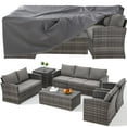 thumbnail image 1 of AECOJOY 7 Pieces Patio Furniture Set with Two Storage Boxes, Outdoor Rattan Conversation Set with Cover，All-Weather PE Wicker Sectional Sofa Outdoor Furniture for Garden, Backyard,  Grey Rattan&Grey, 1 of 7