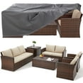 thumbnail image 1 of AECOJOY 7 Pieces Patio Furniture with Two Storage Boxes, Outdoor Rattan Conversation Set with Cover，All-Weather PE Wicker Sectional Sofa for Garden, Backyard, Deck, Brown & Beige, 1 of 8