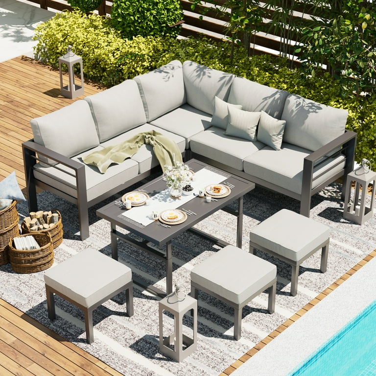 その他 ACME FURNITURE OUTDOOR LAMP NEW AECOJOY 7-Piece Modern Deck Sofa Set, Aluminum Patio