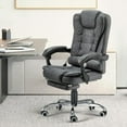 thumbnail image 1 of AECOJOY 7 Points Massage Executive Office Chair with Heat Function, Home Office Chair Reclining Desk Chair PU Leather Massage Office Chair w/Footrest, Grey, 1 of 9