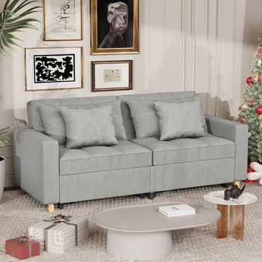 AECOJOY 71" Sleeper Sofa Bed & 3-in-1 Futon Pull Out Couch for Living Room & Bedroom, Convertible Loveseat in Gray