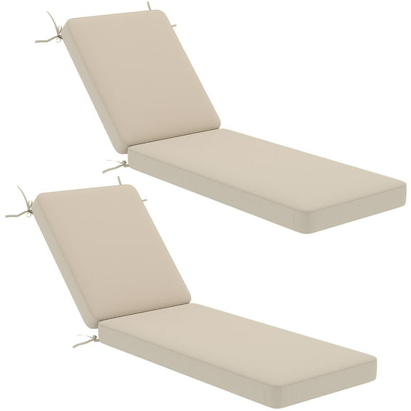 AECOJOY 72" x 21" x 4" Patio Lounge Chair Cushions Set of 2, Outdoor Chaise Lounge Replacement with Removable Cover in Beige