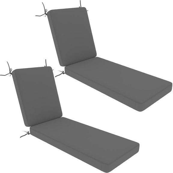 AECOJOY 72" x 21" x 4" Patio Lounge Chair Cushions Set of 2, Outdoor Chaise Lounge Replacement with Removable Cover in Dark Gery