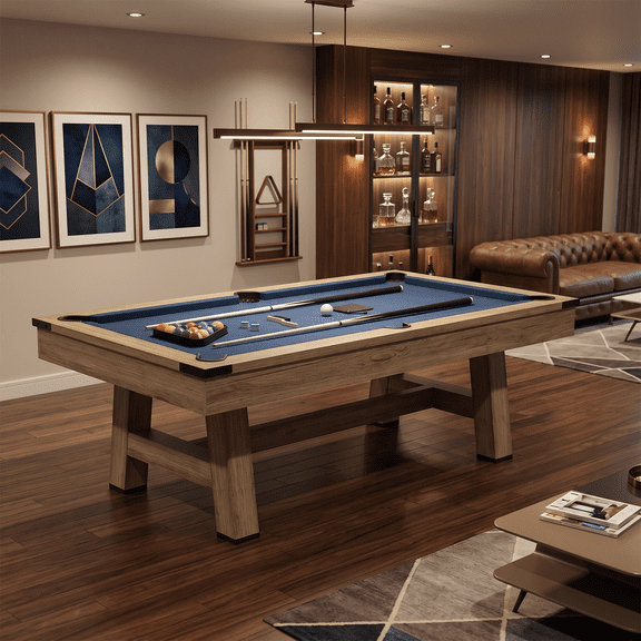 AECOJOY 7FT 3-in-1 Pool Table with Wood Finish, Dining & Ping-Pong Table for Game Room