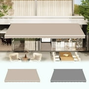 AECOJOY 8.2x6.5FT Outdoor Awning, Patio Sun/Rain Shelter w/Manual Crank, Beige