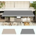 thumbnail image 1 of AECOJOY 8.2x6.5FT Retractable Awning Replacement Canopy, 280g Polyester Sunshade Cover with Valance for Patio, Yard, Deck, Balcony, Grey, 1 of 7