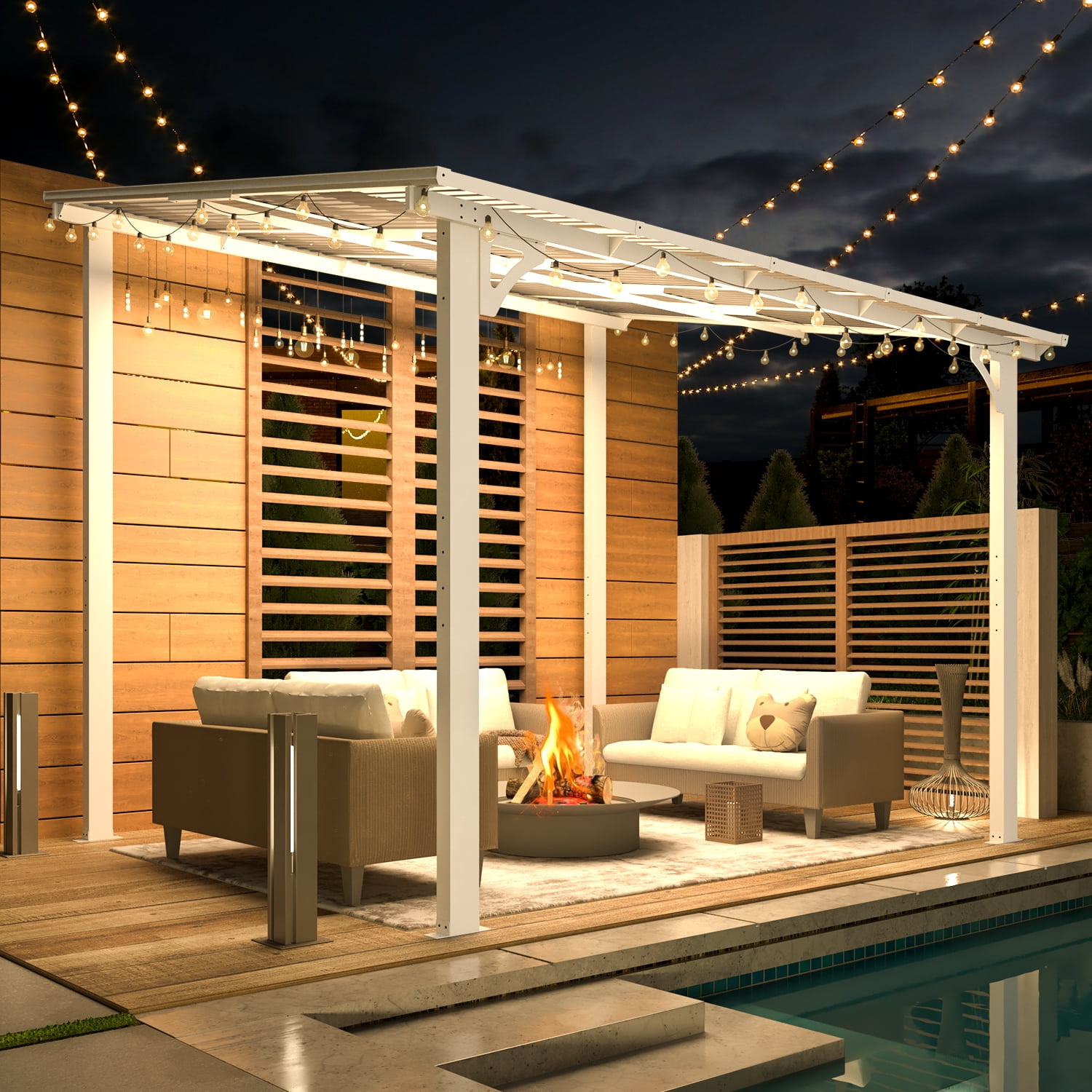 AECOJOY 8 x10 Hardtop Canopy Gazebo Aluminum Pergola for Deck Garden Patio Backyard White Walmart