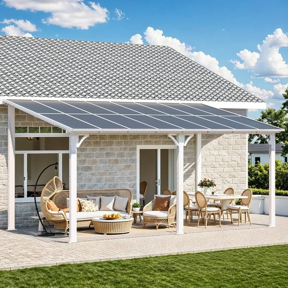 AECOJOY 8' x 16' Hardtop Gazebo Outdoor Aluminum Pergola For Garden, Patio, Backyard-White