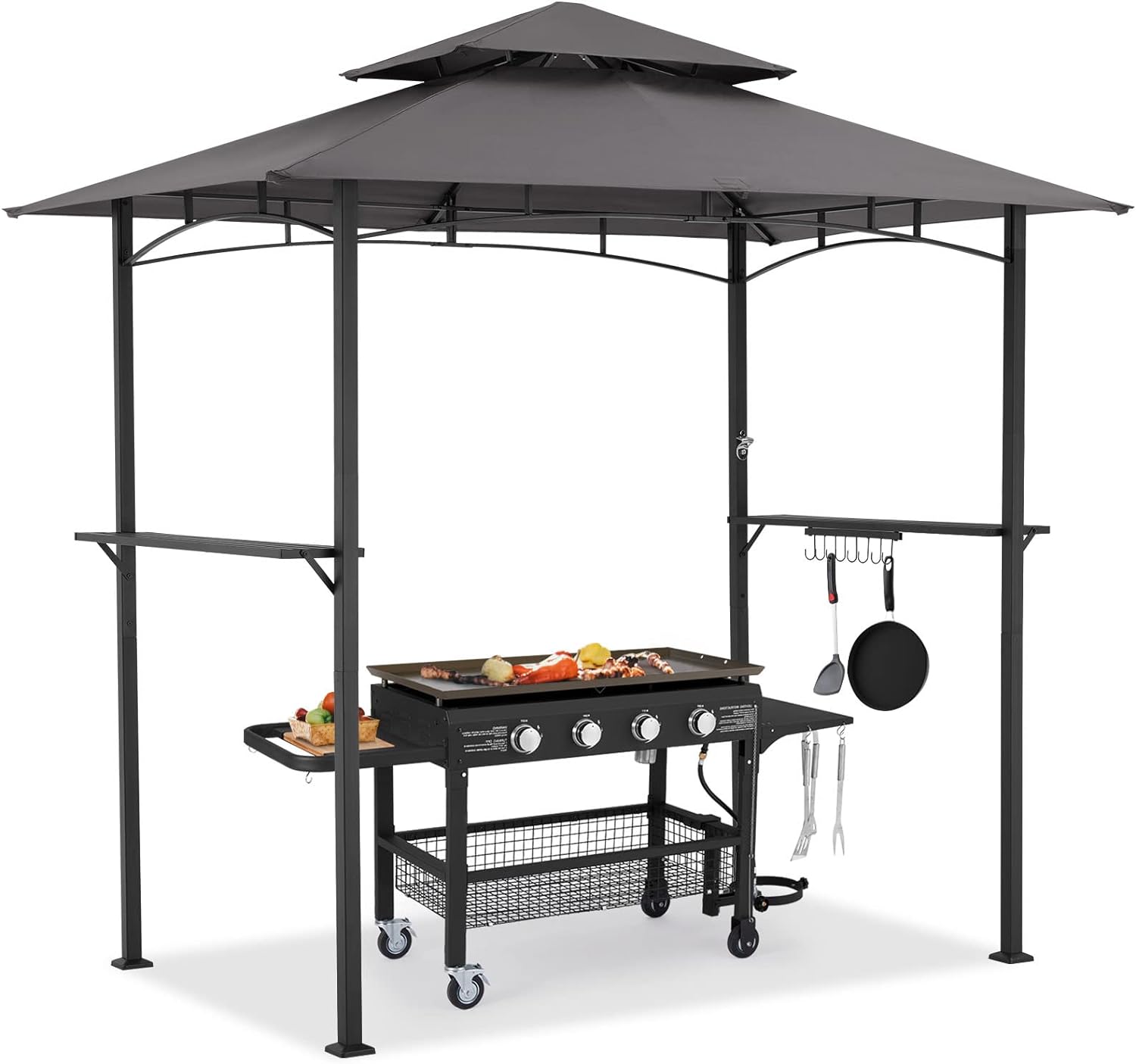 AECOJOY 8' x 5' Grill Gazebo, Grill Canopy for Outdoor Grill, 2 Tier