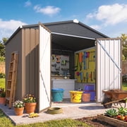 AECOJOY 8 x 6 Outdoor Metal Storage Shed with Lockable Door for Backyard