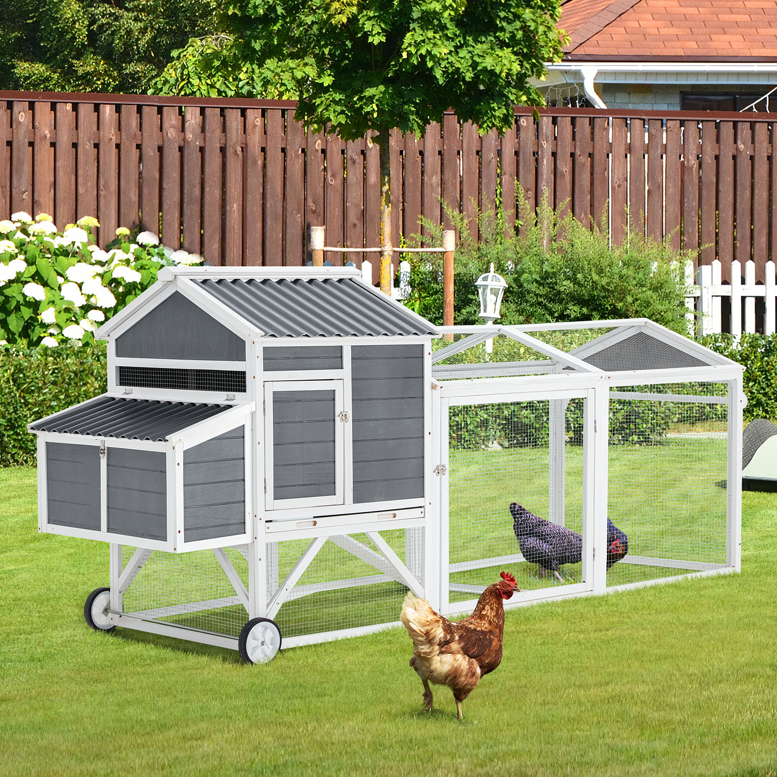Wooden Chicken Coop Hen House with Nest Box and Slideout Tray