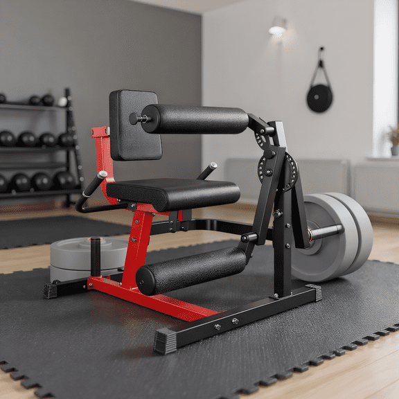 AECOJOY Adjustable Leg Extension & Curl Machine, 8+24 Positions, Plate-Loaded Thigh Workout Equipment for Home Gym, Fits 1''/2'' Weight Plates with Wheels