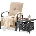 thumbnail image 1 of AECOJOY Adjustable Patio Reclining Lounge Chair with Umbrella Side Table Stand-Beige, 1 of 8