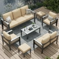 thumbnail image 1 of AECOJOY Aluminum Outdoor Furniture Set, 7 Pieces Metal Patio Furniture on sale Outdoor Couch Patio Conversation Set - Beige, 1 of 8