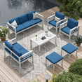 thumbnail image 1 of AECOJOY Aluminum Outdoor Furniture Set, 7 Pieces Metal Patio Furniture on sale Outdoor Couch Patio Conversation Set - Blue, 1 of 9
