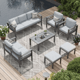 thumbnail image 1 of AECOJOY Aluminum Outdoor Furniture Set 7 Pieces Sectional Sofa Patio Conversation Set - Light Gray, 1 of 10