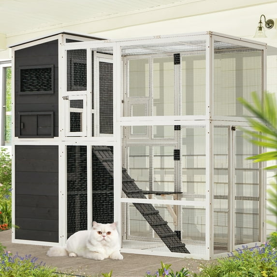 AECOJOY Catio Cat House Outdoor Cat cage Catio Enclosure for Cats Clearance Pet House, Grey