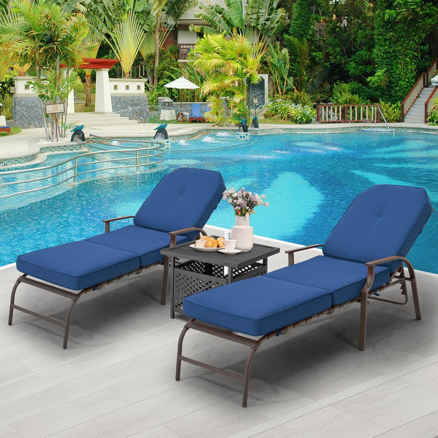 Joy Lagoon Outdoor Chairs with Cushions/Table (Set of 3) main image 0