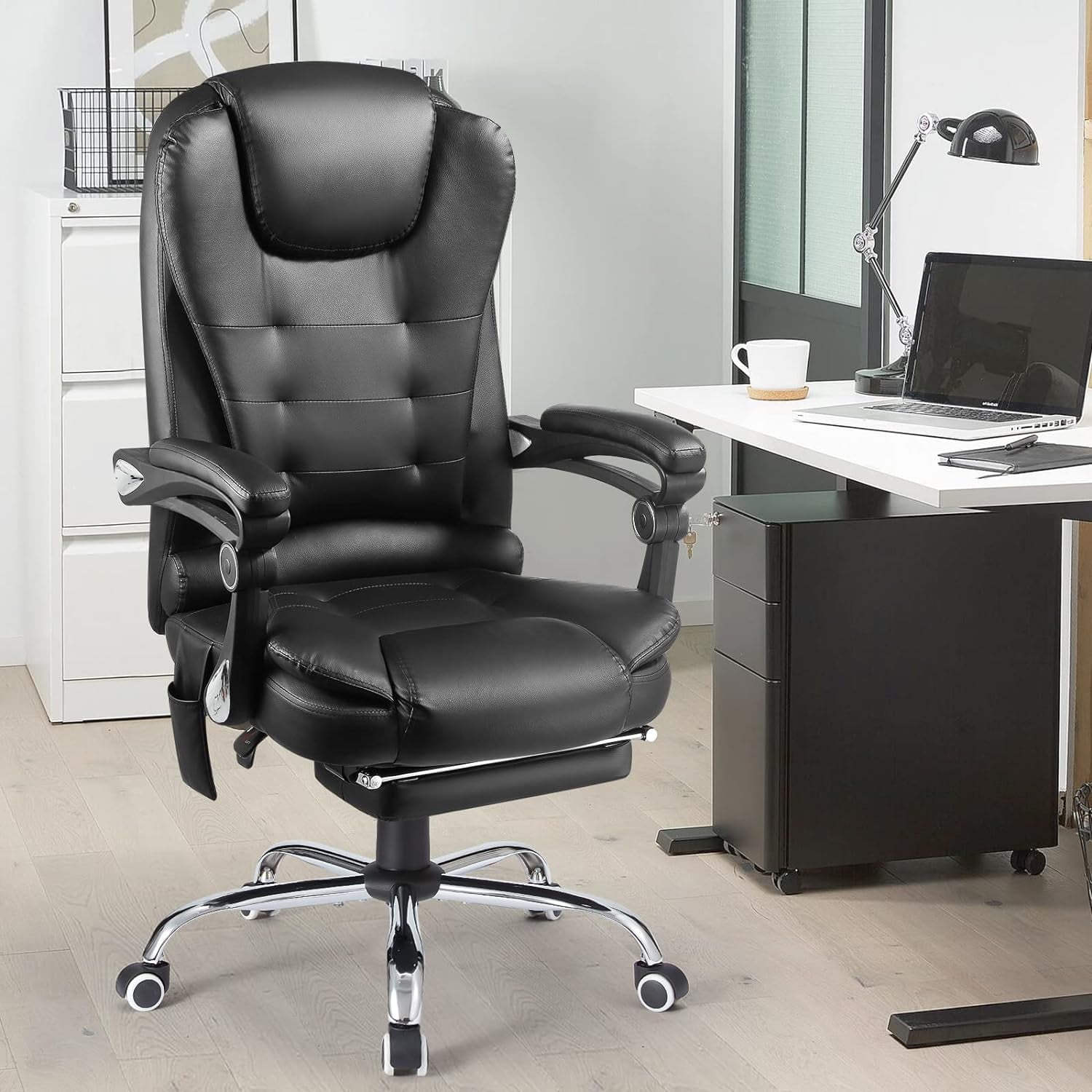 AECOJOY Ergonomic Reclining Office Chair, Heat & Massage High Back Desk Chair w/Retractable