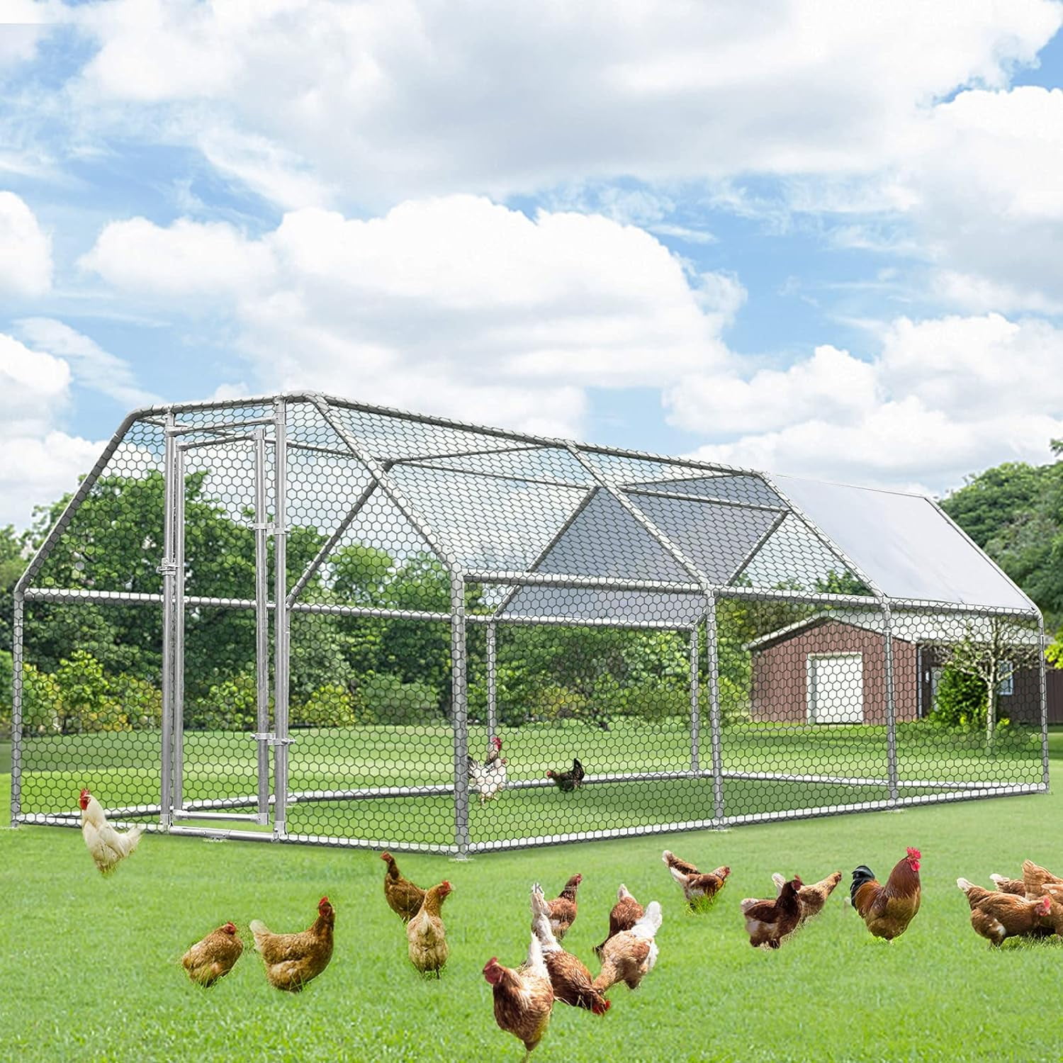 AECOJOY Large Metal Chicken Coop, Chicken Pen for 1520 Chickens(171 Sq