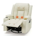 thumbnail image 1 of AECOJOY Massage Manual Recliner Chair with Heat and Vibration Massage, PU Leather Swivel Rocker Recliner Chair for Adults with 2 Cup Holders, Remote Control-Cream White, 1 of 7