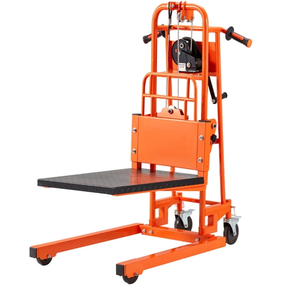 AECOJOY Material Lift Winch Stacker,500 Lbs Capacity Manual Pallet Truck Dolly with Lockable Swivel Casters 35" Max Lift Height– Ideal for Warehouse, Workshop and Garage Use