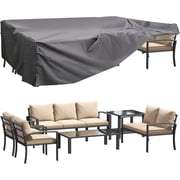 AECOJOY Metal Patio Furniture Set with Cover Outdoor Furniture sets With Storage Boxes on Sale with Beige Cushion for Balcony Porch, Lawn and More