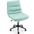 thumbnail image 1 of AECOJOY Desk Chair with Back, Adjustable Height Office Chair with Wheels Armless Vanity Chair PU Leather Swivel Chair for Office, Home, Light Green, 1 of 9