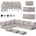 thumbnail image 1 of AECOJOY Outdoor Cushions, 4 inch Patio Cushions for Outdoor Furniture, Replacement Cushions Fits 7-Seats Sectional Rattan Conversation Set, Splashproof, Memory Foam Cushions and Covers in Light Grey, 1 of 11