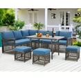 thumbnail image 1 of AECOJOY Outdoor Furniture Set, 7-Piece Rattan Wicker Sectional Sofa Couch, Patio Conversation Set with Dining Table & Chair in Navy, 1 of 10