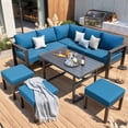 thumbnail image 1 of AECOJOY Outdoor Furniture Sets Clearance, Aluminum Patio Furniture Sets on sale, Metal Patio Sets, Outdoor Conversation Sets, Outdoor Sectional Sofa for Lawn, Navy, 1 of 18