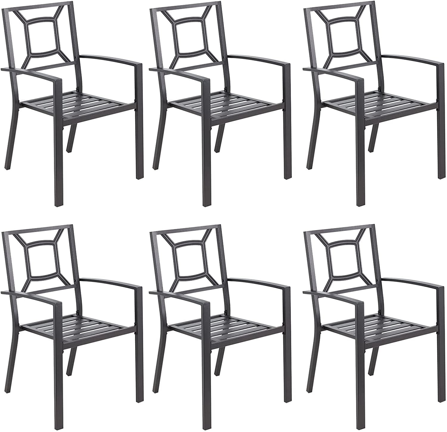 AECOJOY Outdoor Patio Dining Chairs, Stackable Arm ChairsMetal Frame