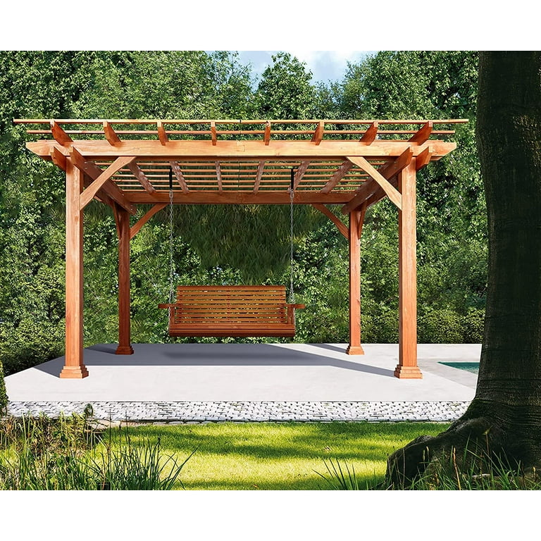 AECOJOY 12 x10 Wooden Outdoor Pergola with Porch Swing Frame Furniture for Garden Patio Walmart