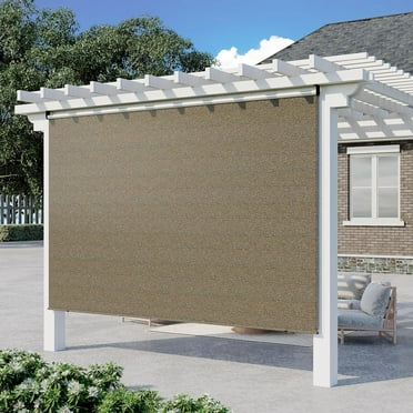AECOJOY Outdoor Roller Shade, 6"(W) x6(H) Sun Shade Cover Canopy with 99% UV Protection, 220GSM HDPE Exterior Cordless Roll Up Shade Blinds Privacy Screen for Patio, Pergola, Gazebo, Mocha