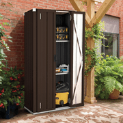 AECOJOY Outdoor Storage Cabinet for Garden & Patio, a Metal Organizer with Doors and Shelves in Gray