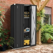 AECOJOY Outdoor Storage Cabinet Waterproof with Adjustable Shelves, Lockable Metal Outdoor Garden Storage Sheds Organizer, Versatile for Garage, Backyard, or Indoor Use