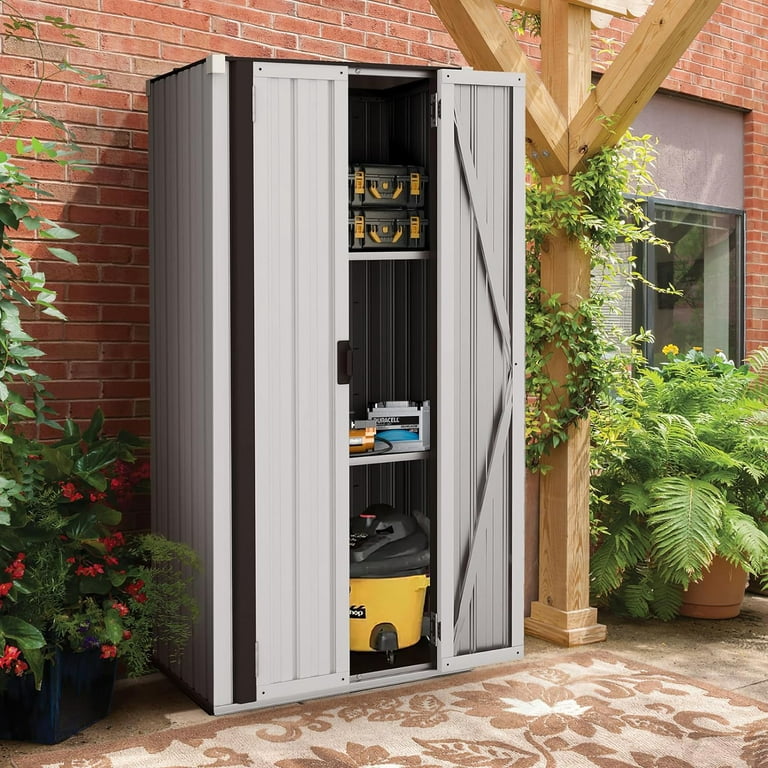 AECOJOY Outdoor Storage Cabinet Waterproof with Adjustable Shelves,  Lockable Metal Outdoor Garden Storage Sheds Organizer, Versatile for  Garage