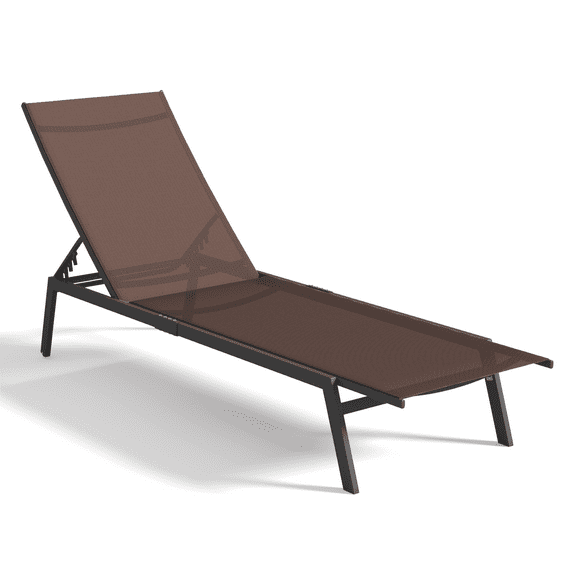 AECOJOY Patio Metal Lounge Chairs for Outside Adjustable Outdoor Chaise Lounge for Outside Pool-Brown