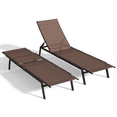 thumbnail image 1 of AECOJOY Patio Metal Lounge Chairs for Outside Adjustable Outdoor Chaise Lounge for Outside Pool Set of 2 - Brown, 1 of 8