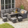 thumbnail image 1 of AECOJOY Patio Furniture Set, 7-Piece Rattan Wicker Sectional Sofa Couch, Outdoor Dining Conversation Set in Gray, 1 of 9
