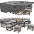 thumbnail image 1 of AECOJOY Patio Furniture Set with Cover, 7 Pieces Wicker Outdoor Sectional Sofa with High Table and Chairs, All Weather PE Rattan Conversation Dining Set with Ottoman, Grey Cushions, 1 of 8