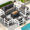 thumbnail image 1 of AECOJOY Patio Furniture Sets on sale, Aluminum Outdoor Furniture Set with Fire Pit Table Outdoor Sectional Sofa- Dark Grey, 1 of 9