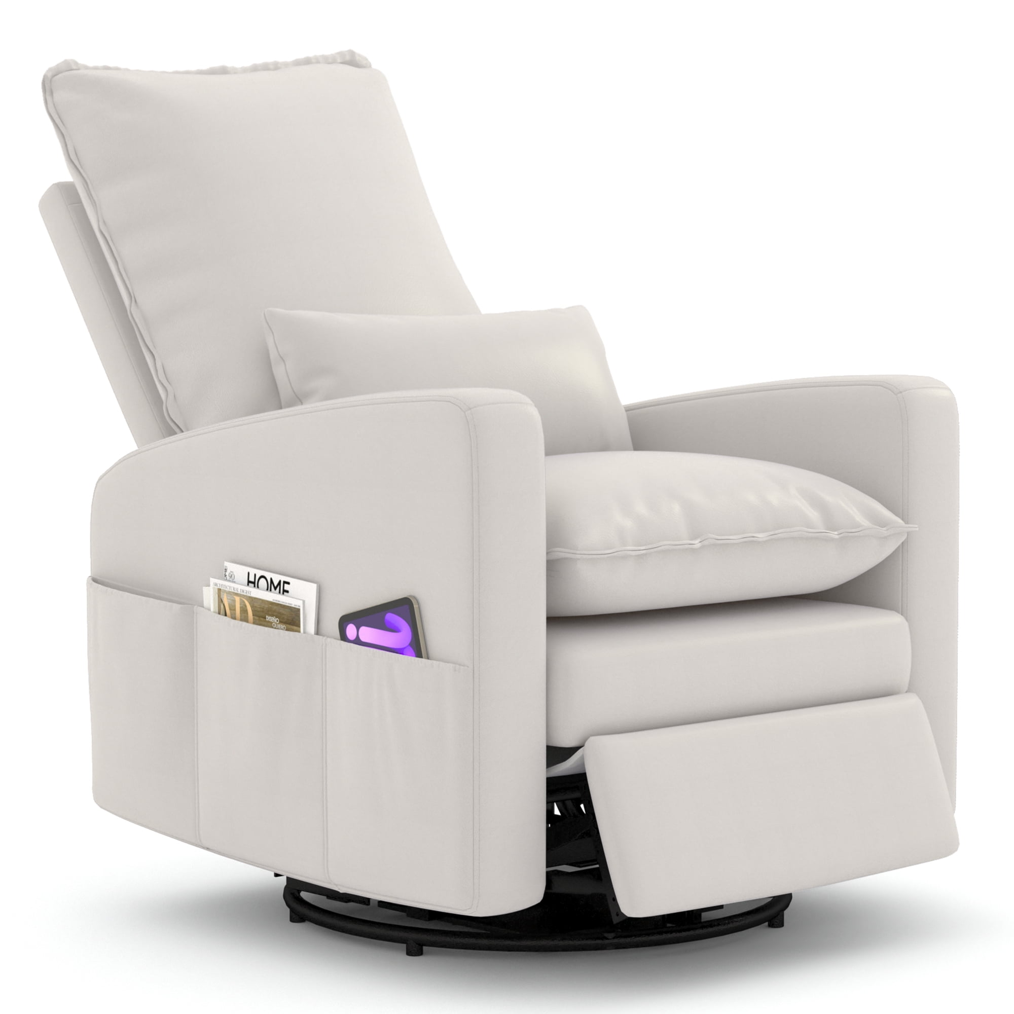 AECOJOY Power Swivel Recliner Chair Faux Leather Glider Swivel Rocker ...
