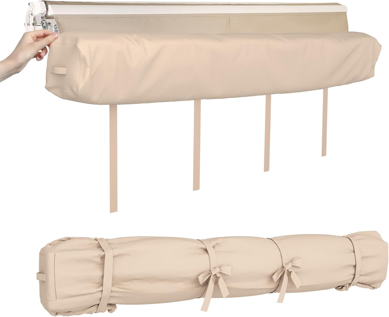 Beige Waterproof Polyester Retractable Awning Cover for 10' Wide Awnings