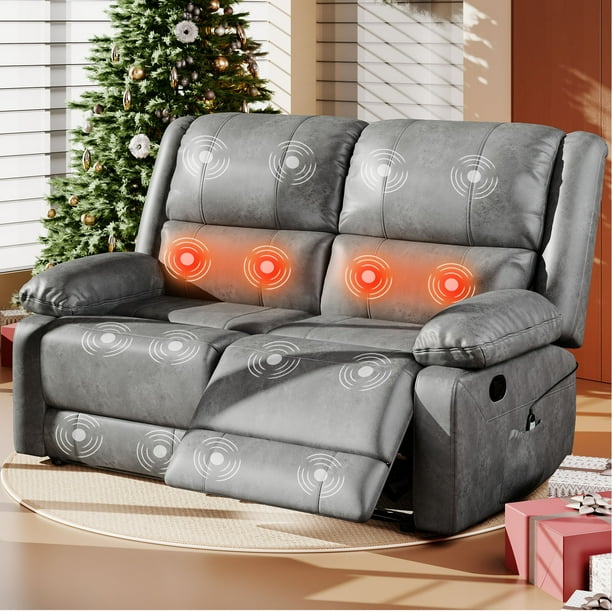 AECOJOY Reclining Loveseat with Heat&Massage Function, Double