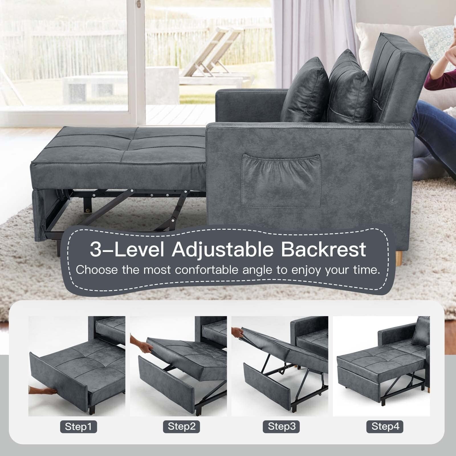 AECOJOY Sleeper Chair Bed 3in1 Convertible MultiFunctional Sofa Bed