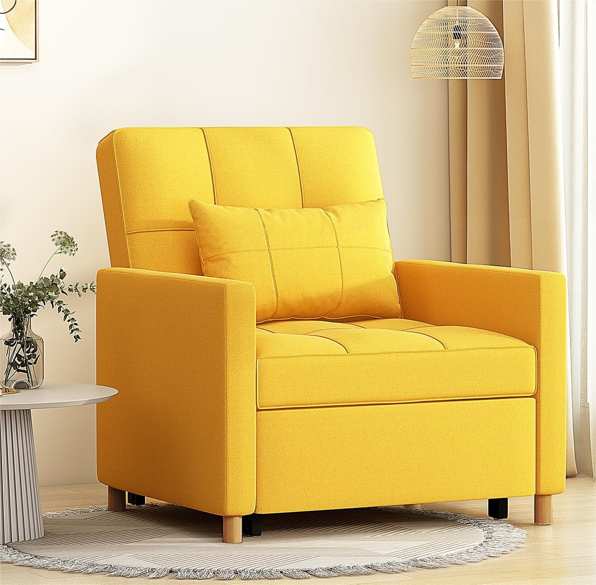 AECOJOY 3in1 Sleeper Sofa Chair, Luminous Yellow, Foldable Indoor
