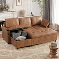 thumbnail image 1 of AECOJOY Sofa Bed, 3 in 1 Sleeper Sofa with Storage Chair, Faux Leather L Shape Couch, Sectional Pull Out Sofa Bed Mid Century Modern Couch for Living Room Clearance, Comfy Sleeper Couch in Brown, 1 of 8