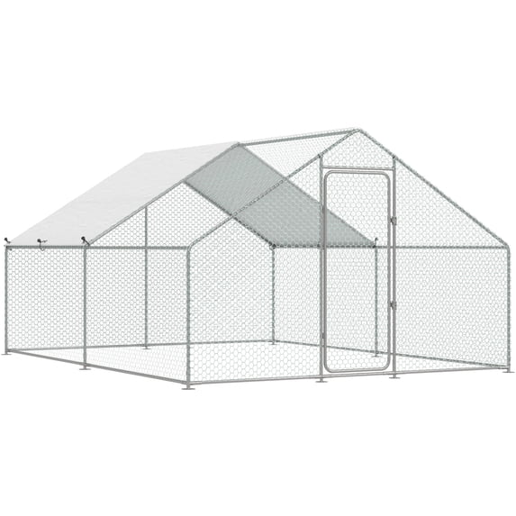 AECOJOY Spire Chicken Coop Run Metal Chicken Playpen for Over 10 Chickens & Poultry Like Ducks, Rabbits, Dogs 130 Sq.Ft Large Walk-in Metal Chicken Cage Clearance